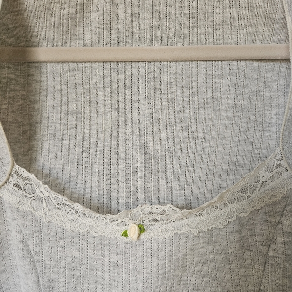 NWOT Free People Intimately long sleeve top with lace details in gray - Picture 14 of 15